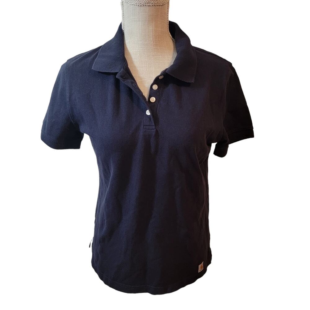 Carhartt Navy Blue Short Sleeve Polo Shirt Size Medium